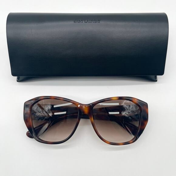 SAINT LAURENT Sunglasses Unisex, Havana Geometric Brown Frame, Case Included YSL - Picture 1 of 9